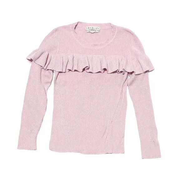 pink Republic Ruffle Ribbed Knit Sweater Pink - Picture 1 of 3